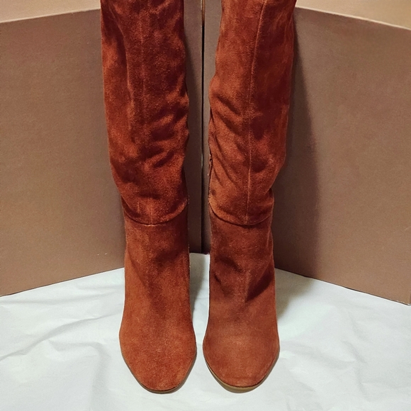 ASOS DESIGN Wide Calf Comet Suede Knee High Boots in Rust Red size 6 - Picture 5 of 7